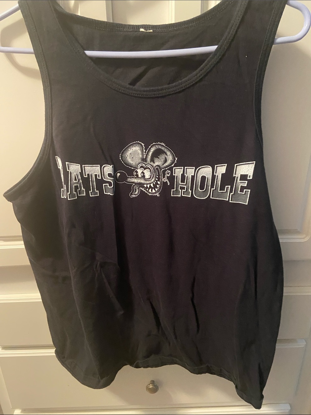 Black Graphic Tank Top with Mouse Graphic